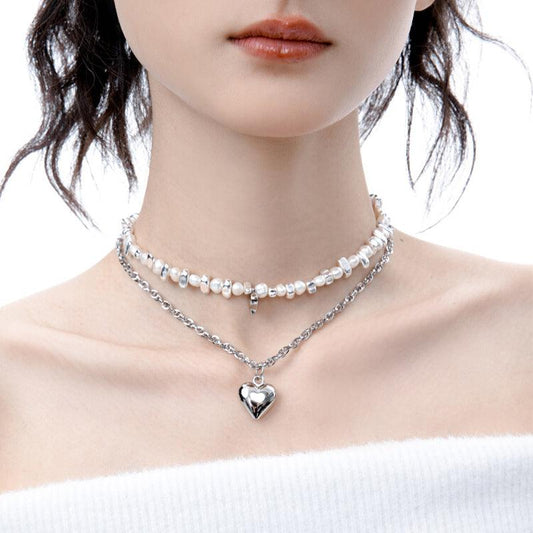 Treasure Series-Clavicle Freshwater Pearl Heart Necklace - Planktont