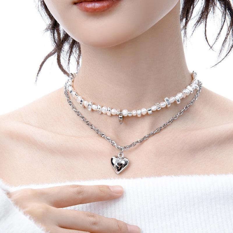 Treasure Series-Clavicle Freshwater Pearl Heart Necklace - Planktont